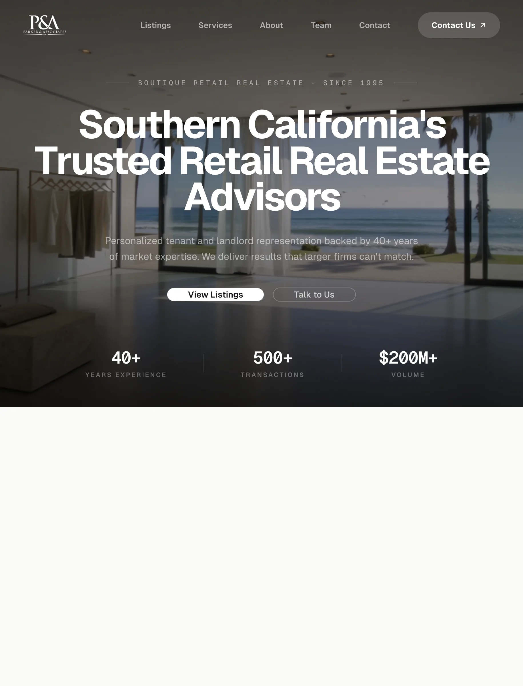 Digital RE website homepage — a commercial real estate brokerage showing featured property listings and major retail client logos